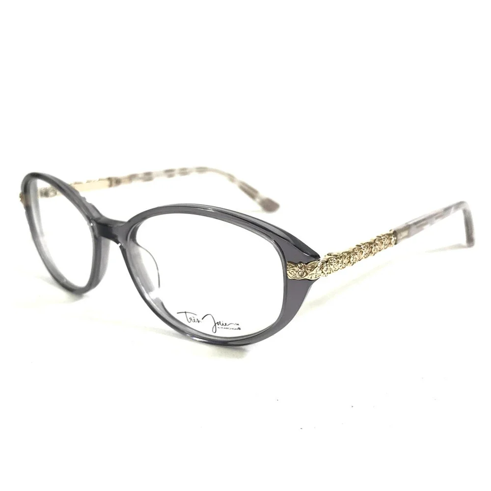 Tres Jolie Eyeglasses Frames 197 020 Transparent Gray Gold Crystals 54-16-140